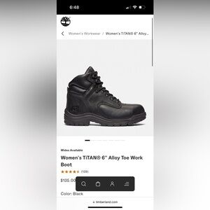 Women’s Timberland Alloy Toe Boots Size 7 Black